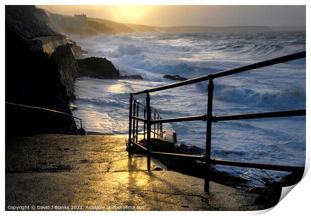 Porthleven Storm Print by David J Blanks