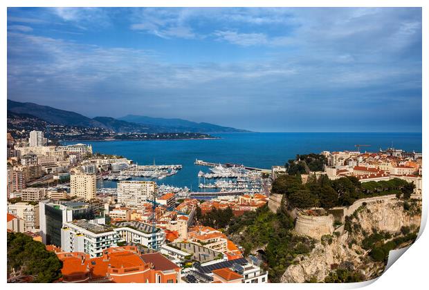Monaco Principality at Mediterranean Sea Print by Artur Bogacki