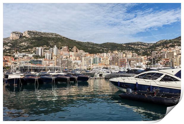 Monaco Skyline From The Port Print by Artur Bogacki