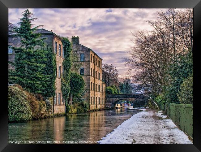 Frozen Rochdale Canal at Hebden Bridge Framed Print by Philip Baines
