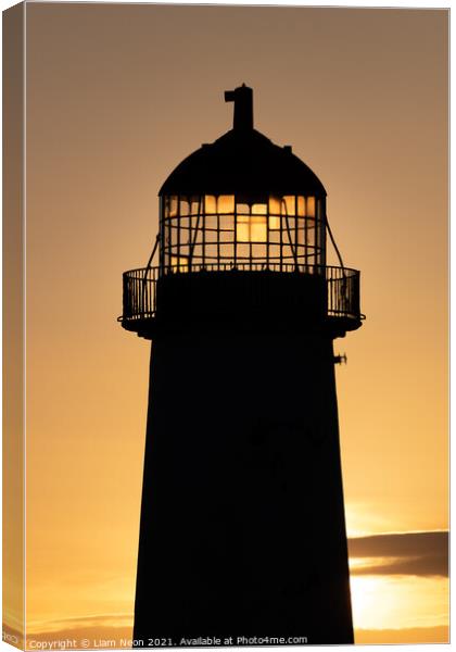Point of Ayr Lighthouse Silhouette Canvas Print by Liam Neon