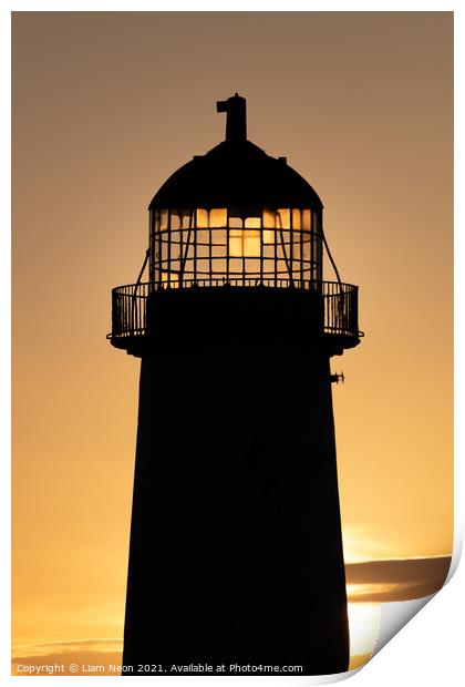 Point of Ayr Lighthouse Silhouette Print by Liam Neon