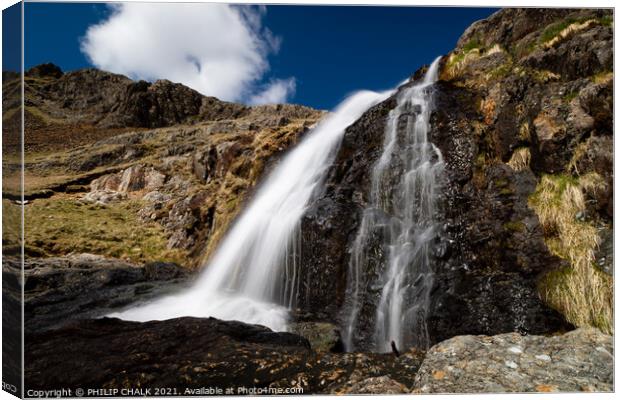 Levers water waterfall in the lake district Coniston Cumbria 524 Canvas Print by PHILIP CHALK