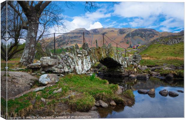 Slaters bridge in the lake district Cumbria Langdales 525  Canvas Print by PHILIP CHALK
