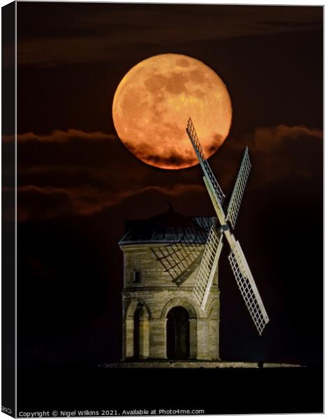 Chesterton Supermoon Canvas Print by Nigel Wilkins