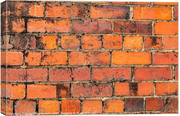 Abstract background of a close up of a Victorian red brick wall Canvas Print by SnapT Photography