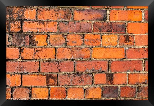 Abstract background of a close up of a Victorian red brick wall Framed Print by SnapT Photography