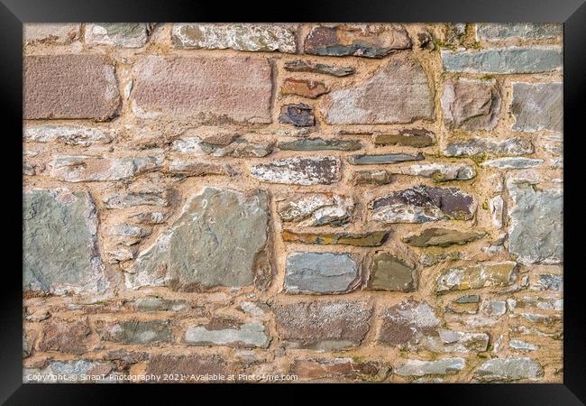 Old stone wall abstract background, with cement filling Framed Print by SnapT Photography