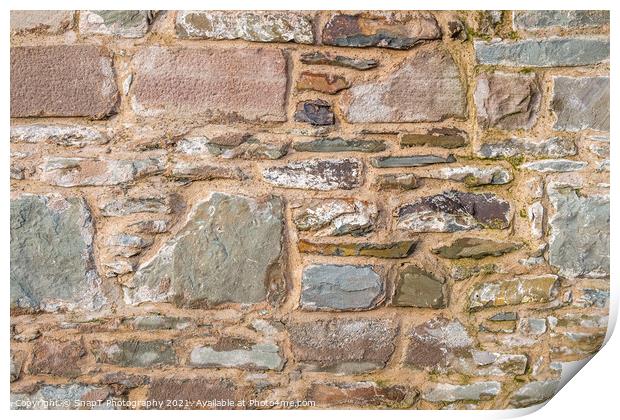 Old stone wall abstract background, with cement filling Print by SnapT Photography