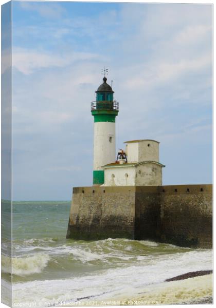 Lighthouse of Le Treport  Canvas Print by Ann Biddlecombe