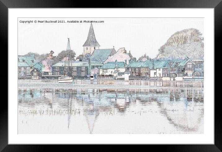 Bosham Village Reflections in Chichester Harbour Framed Mounted Print by Pearl Bucknall