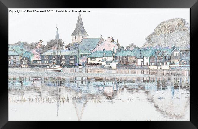 Bosham Village Reflections in Chichester Harbour Framed Print by Pearl Bucknall
