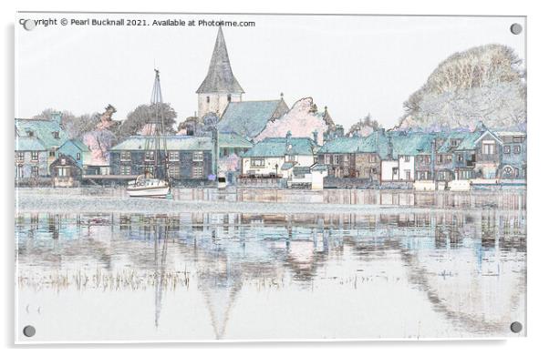 Bosham Village Reflections in Chichester Harbour Acrylic by Pearl Bucknall