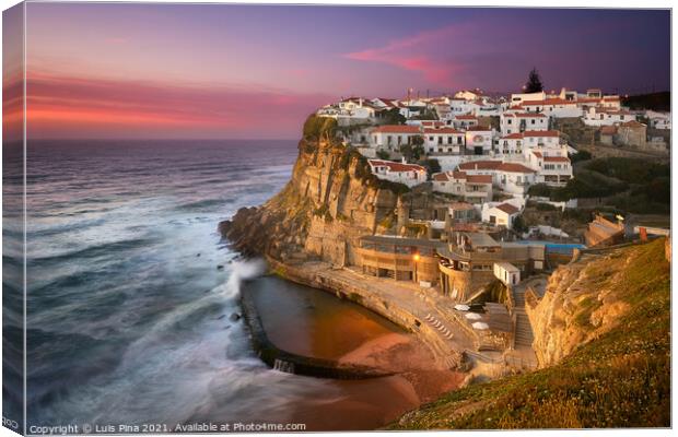 Azenhas do Mar traditional picturesque village in Portugal at sunset Canvas Print by Luis Pina