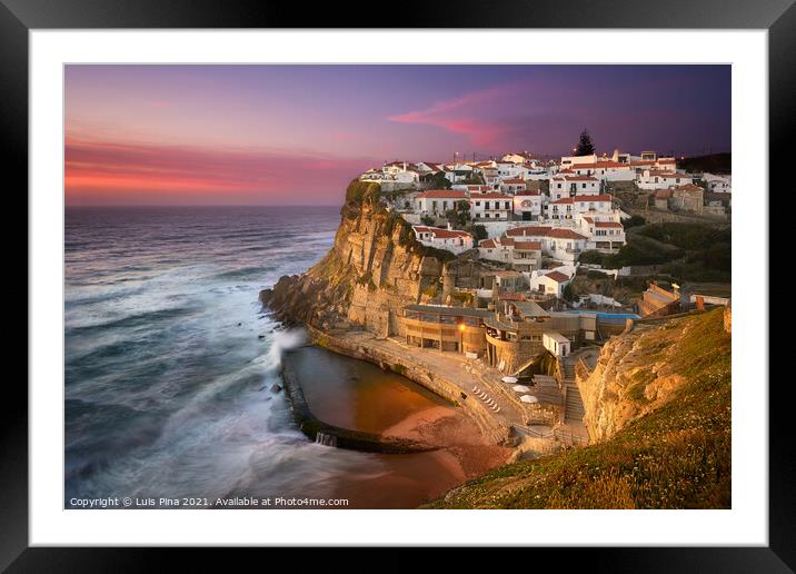 Azenhas do Mar traditional picturesque village in Portugal at sunset Framed Mounted Print by Luis Pina