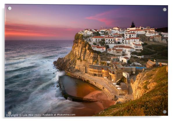 Azenhas do Mar traditional picturesque village in Portugal at sunset Acrylic by Luis Pina