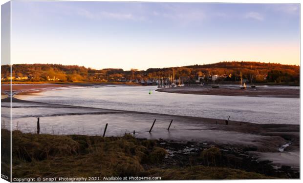Winter sunset over the River Dee estuary at low tide at Kirkcudbright Harbour Canvas Print by SnapT Photography