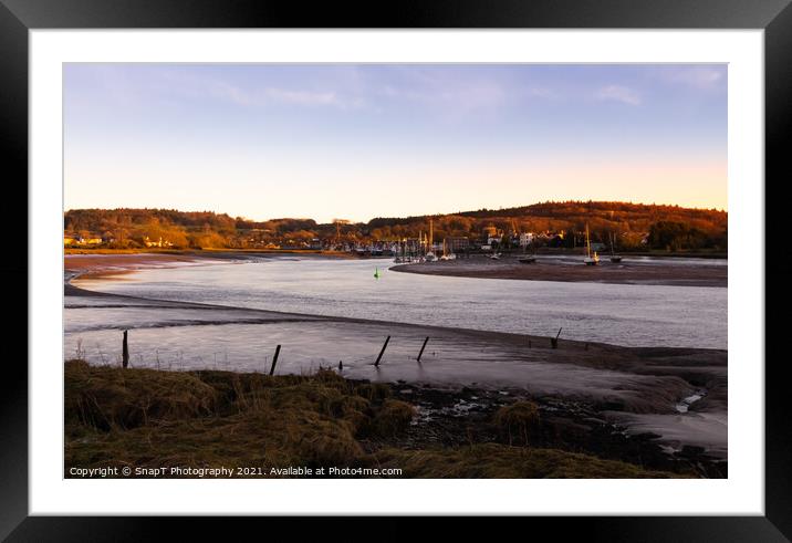 Winter sunset over the River Dee estuary at low tide at Kirkcudbright Harbour Framed Mounted Print by SnapT Photography
