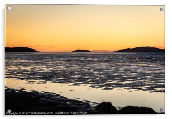 Golden winter sunset over Kirkcudbright Bay mudflats and the Dee estuary Acrylic by SnapT Photography