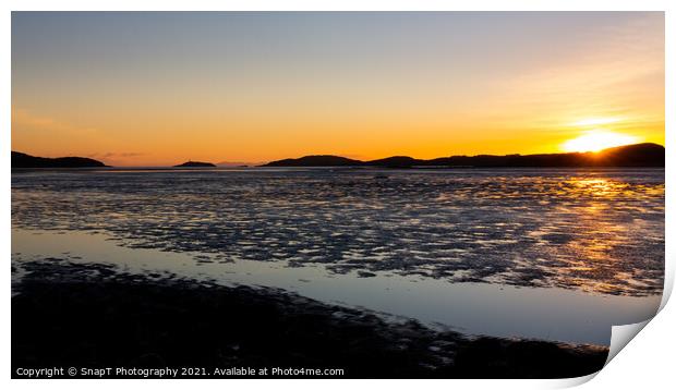 Golden winter sunset over Kirkcudbright Bay mudflats and the Dee estuary Print by SnapT Photography