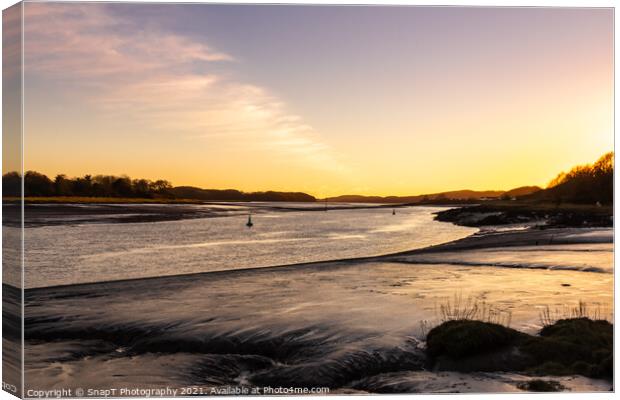 River Dee estuary at sunset in winter at Kirkcudbright, Scotland Canvas Print by SnapT Photography