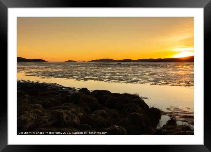 Golden winter sunset over Kirkcudbright Bay mudflats and the Dee estuary Framed Mounted Print by SnapT Photography