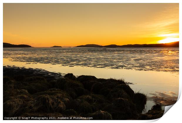 Golden winter sunset over Kirkcudbright Bay mudflats and the Dee estuary Print by SnapT Photography