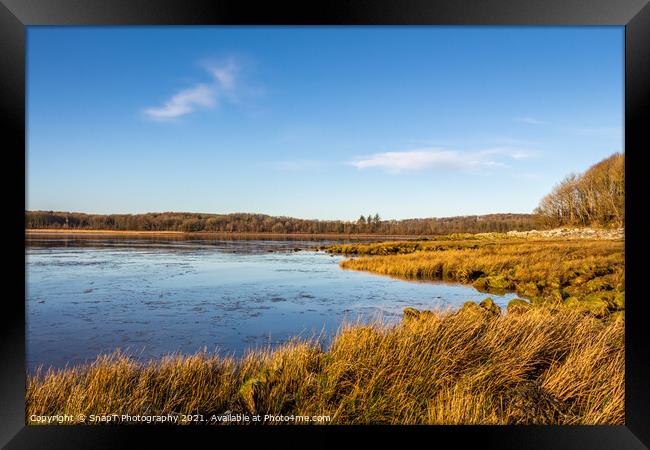 Low tide on a Scottish Coastal salt marsh at Kirkcudbright bay during the winter Framed Print by SnapT Photography