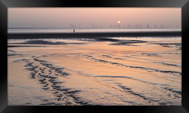 Muddy channels on Crosby beach Framed Print by Jason Wells