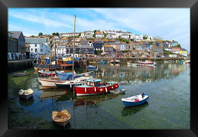 Mevagissey Harbour, Cornwall Framed Print by Michael Oakes