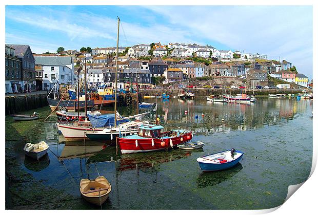 Mevagissey Harbour, Cornwall Print by Michael Oakes
