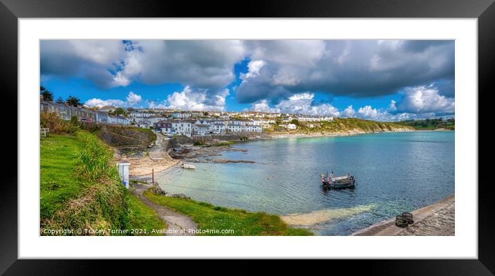 Captivating Portscatho Panorama Framed Mounted Print by Tracey Turner