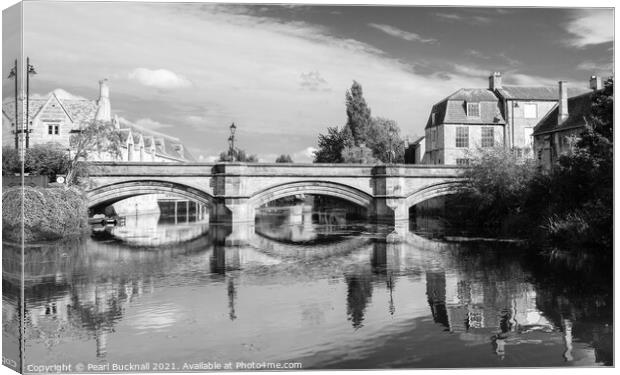 River Welland Reflections Stamford Lincolnshire Mo Canvas Print by Pearl Bucknall