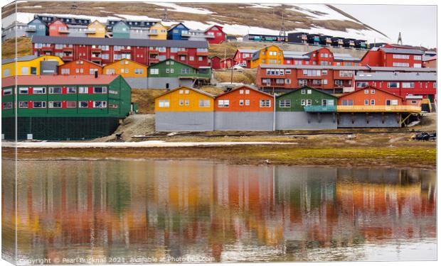 Colourful Longyearbyen Reflected Svalbard Canvas Print by Pearl Bucknall