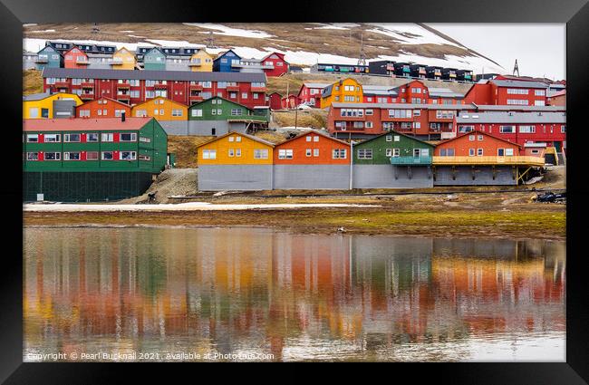 Colourful Longyearbyen Reflected Svalbard Framed Print by Pearl Bucknall