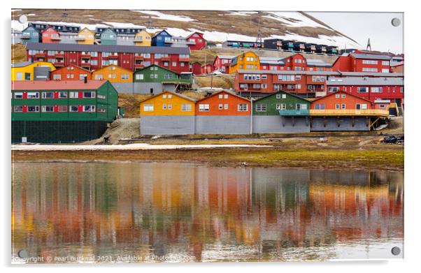 Colourful Longyearbyen Reflected Svalbard Acrylic by Pearl Bucknall
