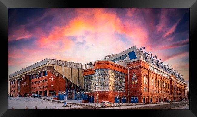 Rangers Ibrox Stadium Digital Painting Framed Print by Antony McAulay