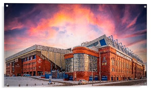 Rangers Ibrox Stadium Digital Painting Acrylic by Antony McAulay