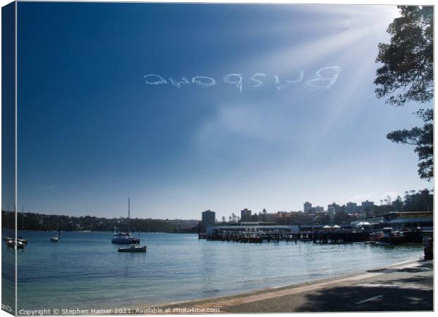 Sky Writing over Sydney Canvas Print by Stephen Hamer