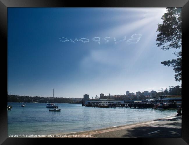 Sky Writing over Sydney Framed Print by Stephen Hamer