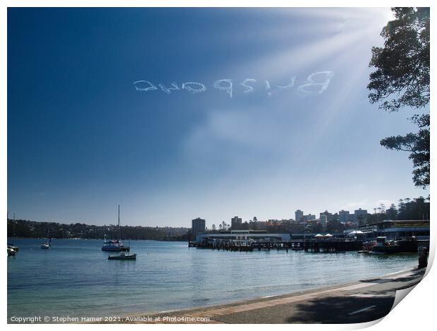 Sky Writing over Sydney Print by Stephen Hamer