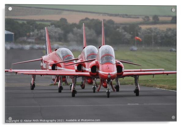 Red Arrows Taxiiing  Acrylic by Alister Firth Photography