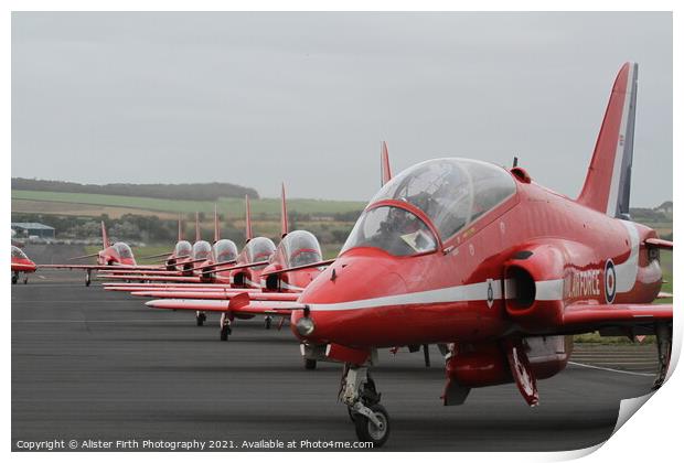 Red Arrows Taxiing Print by Alister Firth Photography