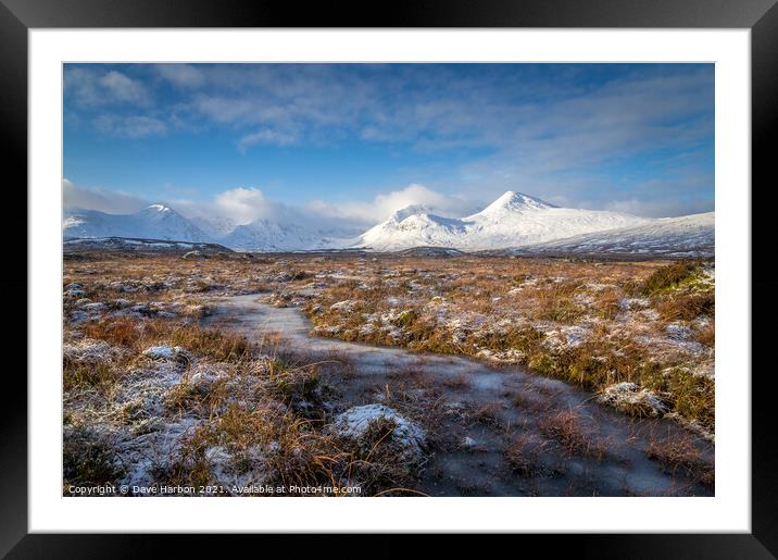 Snow Covered Mountains of Glen Coe Framed Mounted Print by Dave Harbon