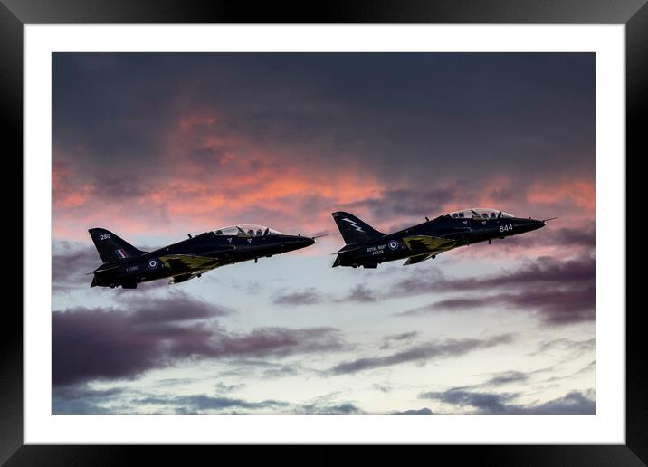 Royal Navy Hawks at Sunset Framed Mounted Print by Derek Beattie