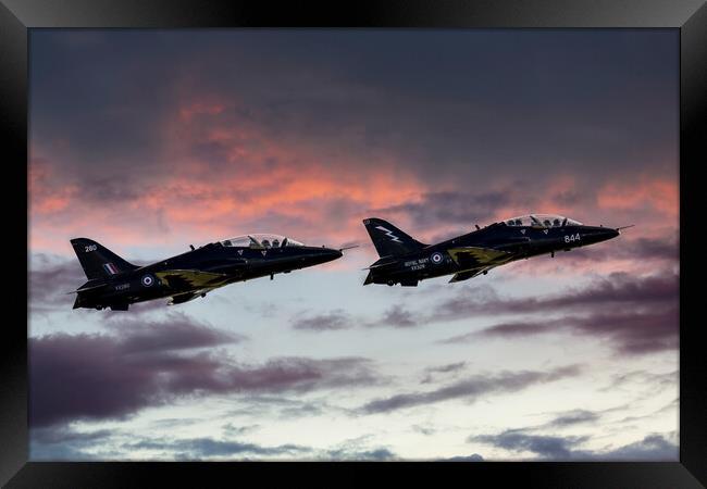 Royal Navy Hawks at Sunset Framed Print by Derek Beattie