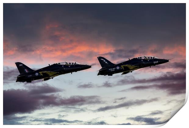 Royal Navy Hawks at Sunset Print by Derek Beattie