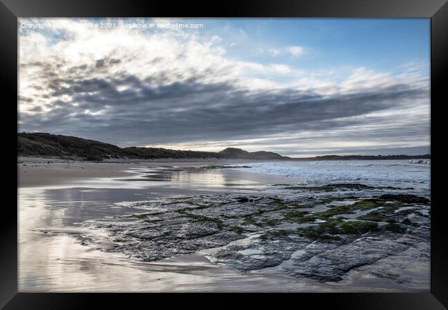 Embleton beach dramatic coastline Framed Print by Kevin White