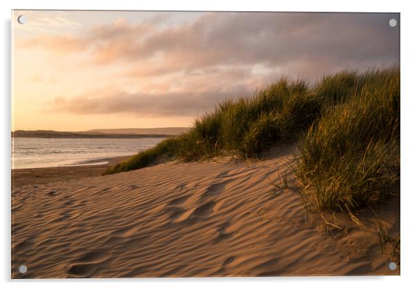 Sunset sands of Instow Beach Acrylic by Tony Twyman