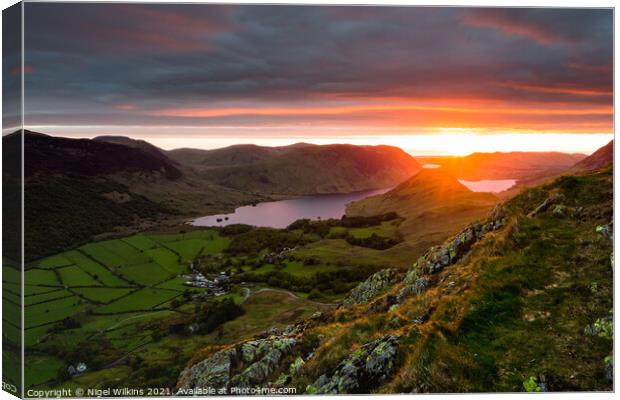 Sunset at Crummock Water Canvas Print by Nigel Wilkins